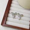 18K Gold French Bow Heart Drop Earrings - Versatile Retro Style for Women
