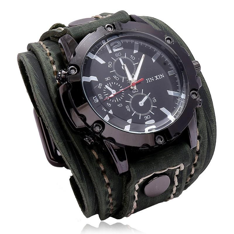 Vintage Stitched Leather Watch Men Women