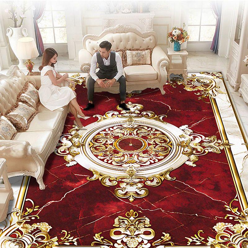 

European Style Red Carpets for Living Room High-end Home Sofa Table Rugs Large Size Luxury Bedroom Decoration Floor Mat Non-slip 60*90cm