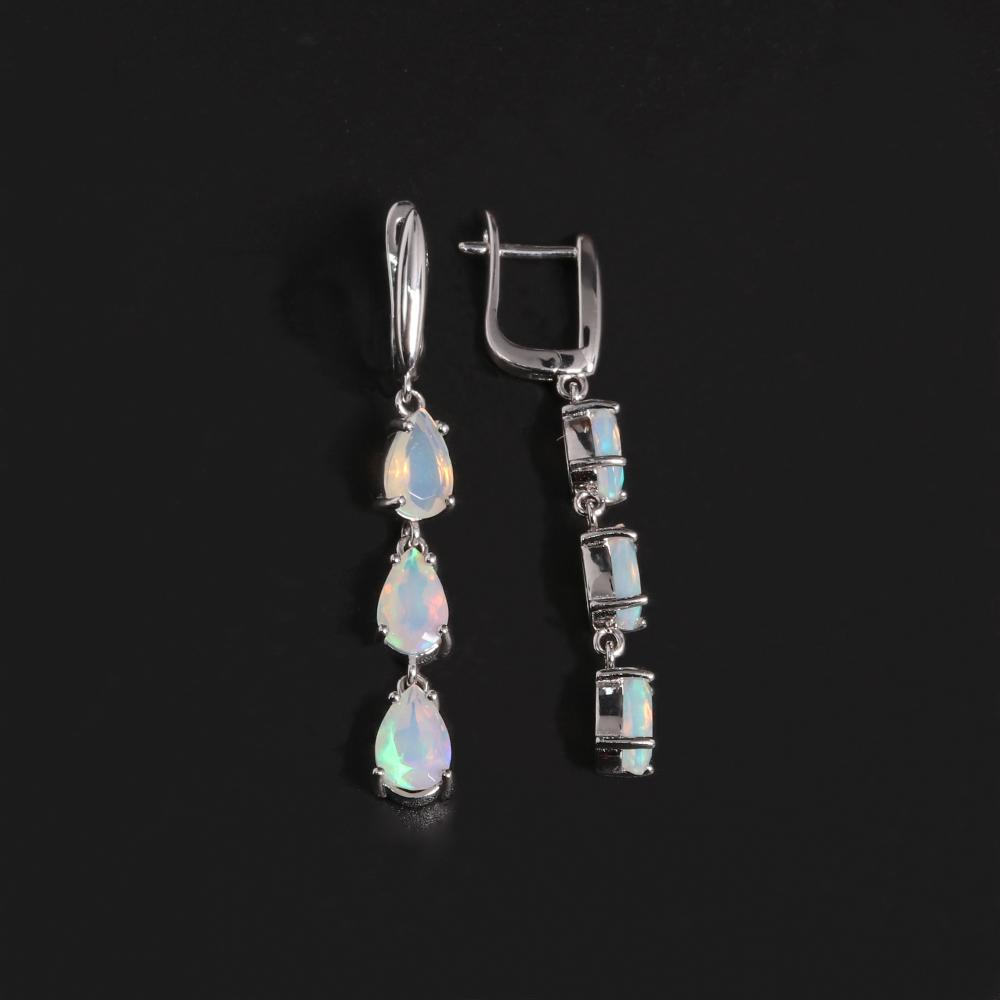 Bolaijewelry Natürliche bunte Opalohrringe aus 925er Sterlingsilber, wunderschöne echte Edelsteine, exquisiter Schmuck für Frauen