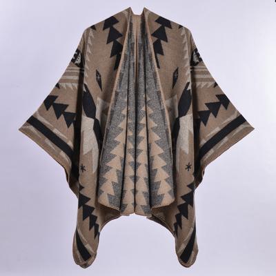 Șal de damă gros, stil etnic, toamnă și iarnă, retro, stil indian, cald, cu despicătură, jachetă pelerină, Amazon en-gros