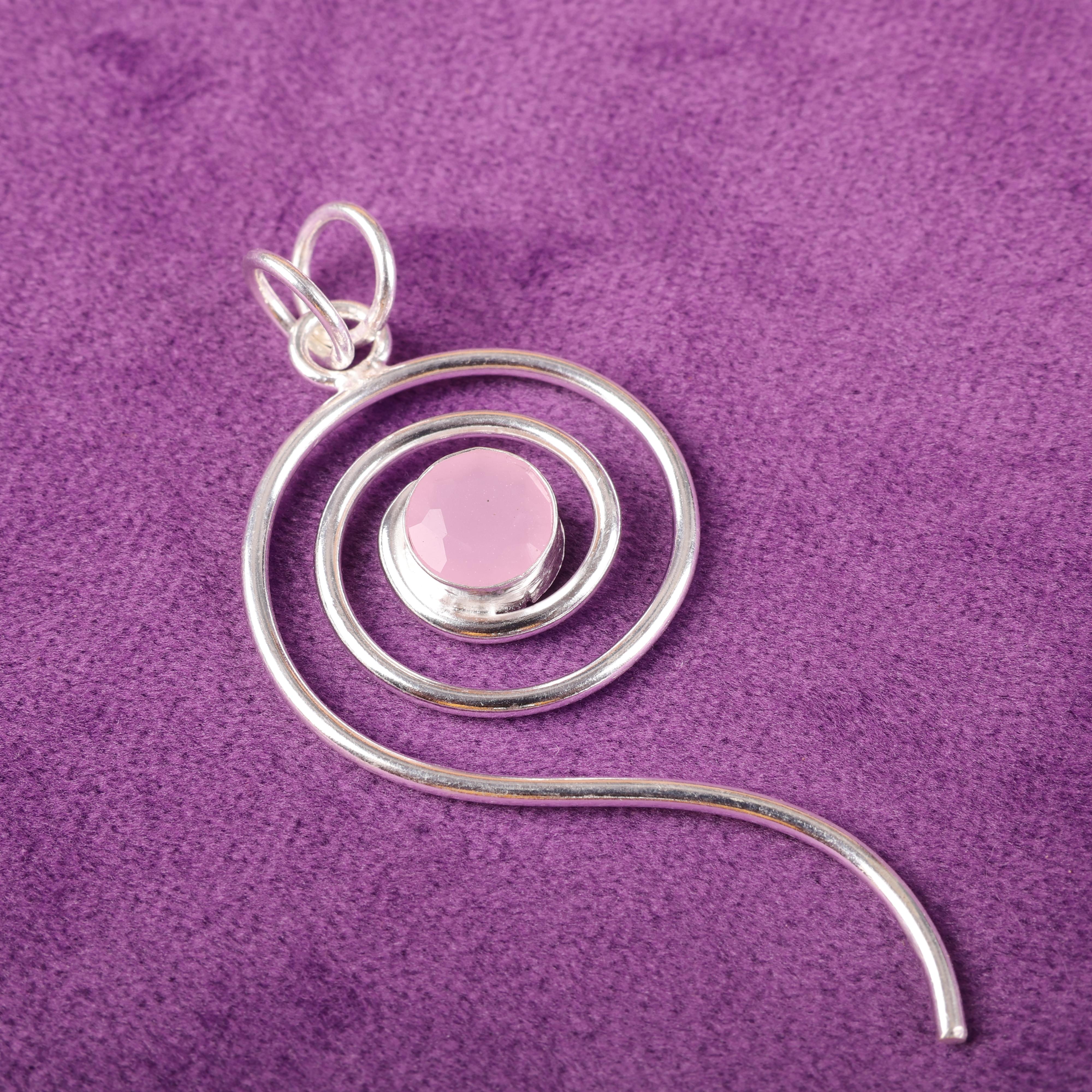 

Красивые украшения из драгоценного камня розового халцедона, подвеска из стерлингового серебра 925 пробы, восхитительная подвеска ручной работы, подарок для женщин 2.57 Inches розовый