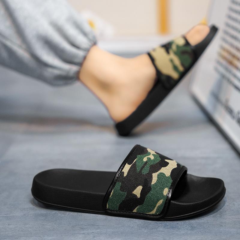 Men Camouflage Green Slippers Simple Flats Summer Outdoor Roman Sandals Open Toe Beach Shoes Plus Size