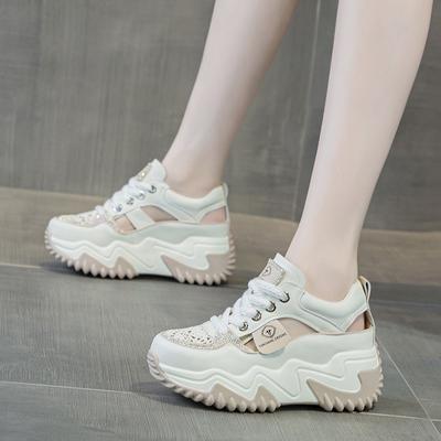 Summer New Versatile Thick-soled Hollow Bag Head Sandals Women's Casual Breathable Little White Shoes Muffin Bottom Increased