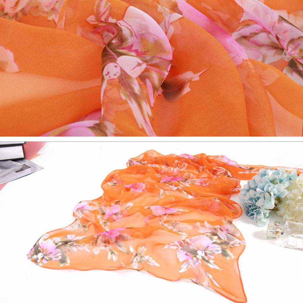 Fashion Summer Women Floral Print Scarf Lightweight And Elegant Women Luxury Beach Scarf Silk Scarf