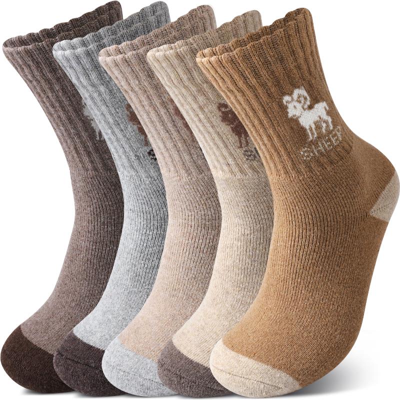 5 Pairs Sheep Pattern Wool Thick Socks Men s Winter Thermal Mid Calf Socks Comfortable Fashion Knit Socks Gifts One Size