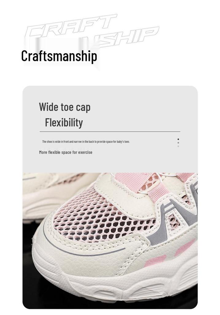 Girls' 2025 Autumn Mesh Breathable Parent-Child Sports Shoes with Rotating Button, Soft Non-Slip Sole