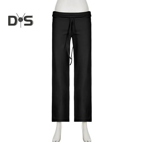 Women Fall Winter Pants Low Waist Butt-lifted Sport Trousers Drawstring Elastic Waist Solid Color Yoga Sweatpants Winter Plush-lined Wide Leg