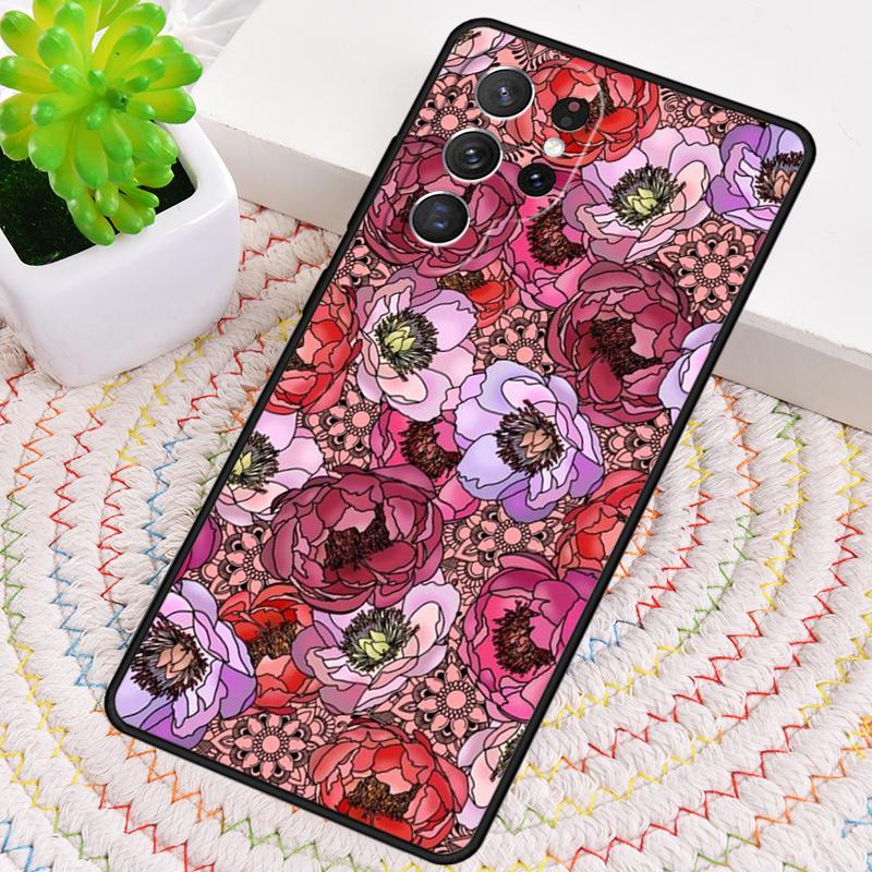 Peony Delicate Flower Silicone Phone Case For Samsung Galaxy note 10 pro S26 S25 S24 S23 S22 S21 Plus S25Ultra Capa Cover