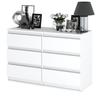White Chest of Drawers with 6 Drawers 100 CM TV Cabinet Living Room Furniture Sideboard Wardrobe