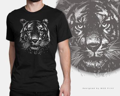 T-shirt med tigerprint Konst Djurhuvud Sibirisk katt Vilda djur Natur Djungel Unisex