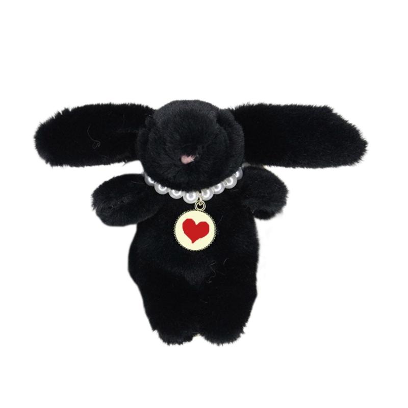 

Cute Plush Necklace Rabbit Charm Keychain Soft Stuffed Ornament Keyring Lovely Pendants for Purse Bag Backpack Handbag червоний