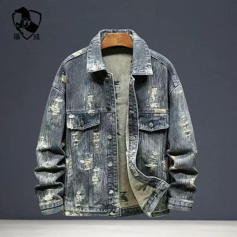 Spring Autumn American Denim Coats Set Classic  Retro Cowboy Jeans Trendy Two-Piece Sets Versatile Outerwear Casual Jacket