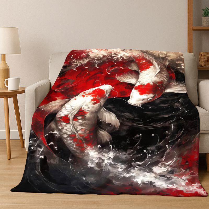 Yin Yang Symbol Chinesisches Tai Chi Flanelldecke Weiche Warme Überwurfdecke für Schlafzimmer Wohnzimmer Bett Reisen Camping Picknick Geschenk