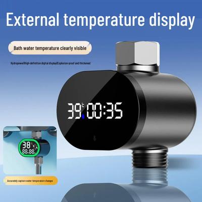 Universal LED Shower Thermometer with 4-Point External Sensor and Color-Changing Digital Display