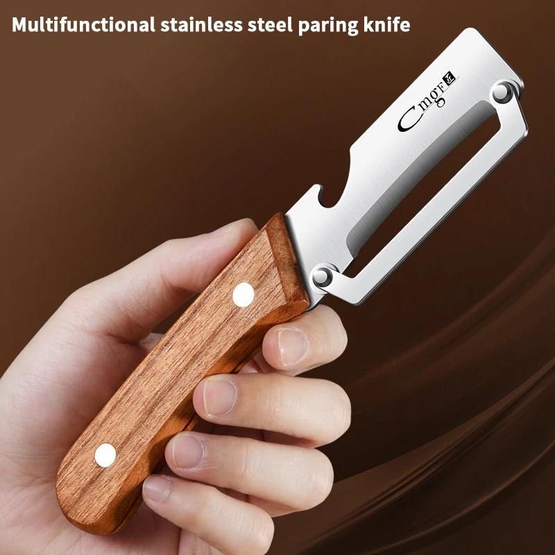 Stainless Steel Peeler With Wooden Handle For Peeling And Slicing Fruits And Vegetables | Durable And Smooth Operation