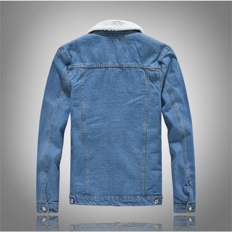 Men's Winter Plus Size Light Color Lamb Wool Denim Coat Slim Fit Thickened Fleece Jacket Warm Outerwear