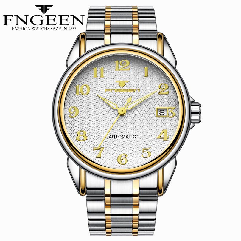Fen Zun Luminous Steel Strap Automatic Mechanical Watch for Elderly