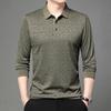 Mens Long Sleeve Jacquard Polo Shirt Business Casual Spring Autumn Top