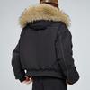 Women Short  Puffer Jacket Large Faux Fur Hood Collar Zip‑Up Stitched Detail Warm Winter Casual Outerwear