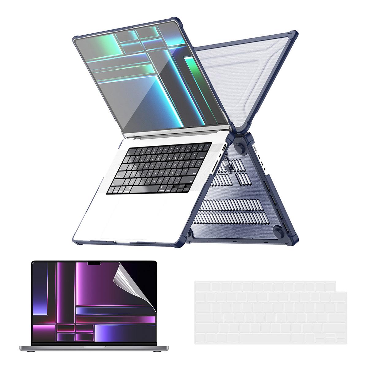 

Shockproof Case for MacBook Pro 14 inch (2024) (2021) A2442/(2023) A2779 (US Version) Hard PC Kickstand Laptop Cover Dark Blue