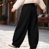 Johnature Women Vintage corduroy Black Bloomers Pants Winter Elastic Waist Loose Trousers Thick Casual Female Pants