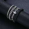 4 Pcs Stainless Steel Bracelet Set For Men Women Punk Fashion Cross Beads Chain Bracelets Simple Hip Hop Unisex Jewelry Gift