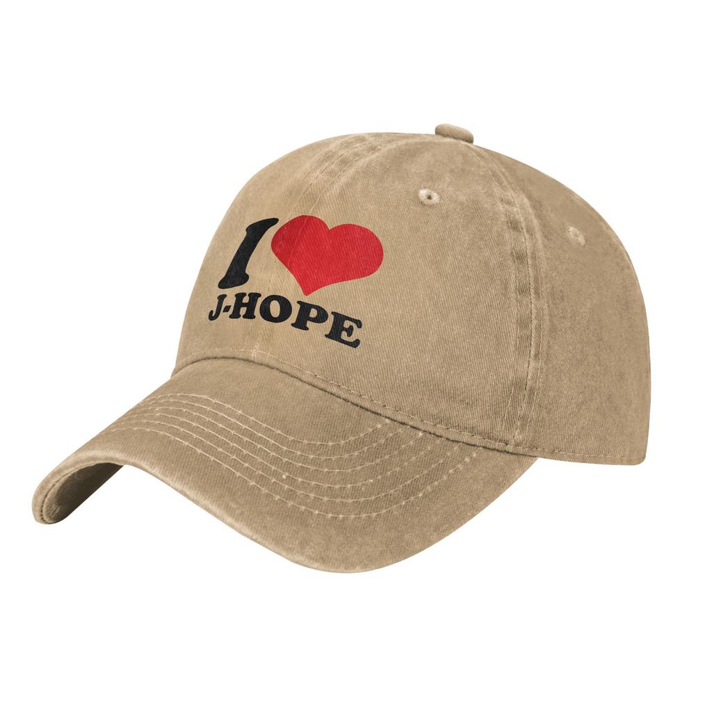 Fashion I Love J-Hope Baseball Cap Unisex Style Distressed Cotton Sun Cap Outdoor All Seasons Travel Adjustable Hats Cap