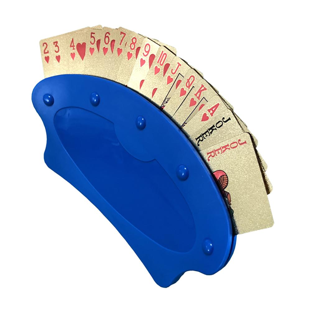 1PC Hands Free Playing Card Holders Plastic Table Top Desk Games Holder Blue