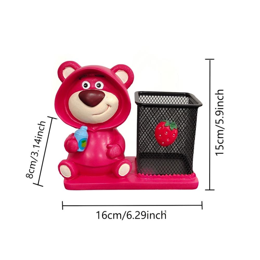 

Милая подставка для ручек в виде медведя-клубники, украшения для кабинета, украшения для стола, подарки для любителей медведя-клубники красный