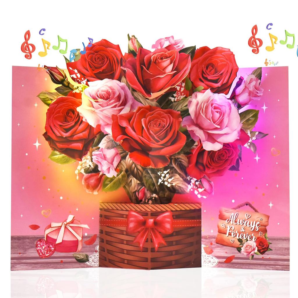 Pop Up Christmas Cards, 3D Musical Lights Up Woodland Winter Holiday Cards