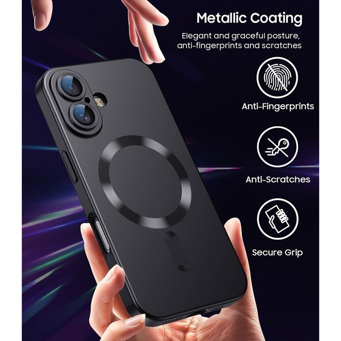 Coque de Protection - E.F.Connection - iPhone 17 Pro - TPU Cercle Magnétique Noir - 2 Verres Trempé