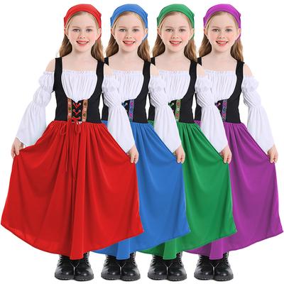 Halloween Kinder Mädchen Mittelalterliches Bauernhof Cosplay Kostüm Oktoberfest Kleid Französisches Dienstmädchen Japanisches Lolita Outfit