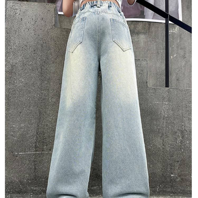 Girls' Jeans Spring and Autumn Children's Pants Spring Loose Wide Leg Pants