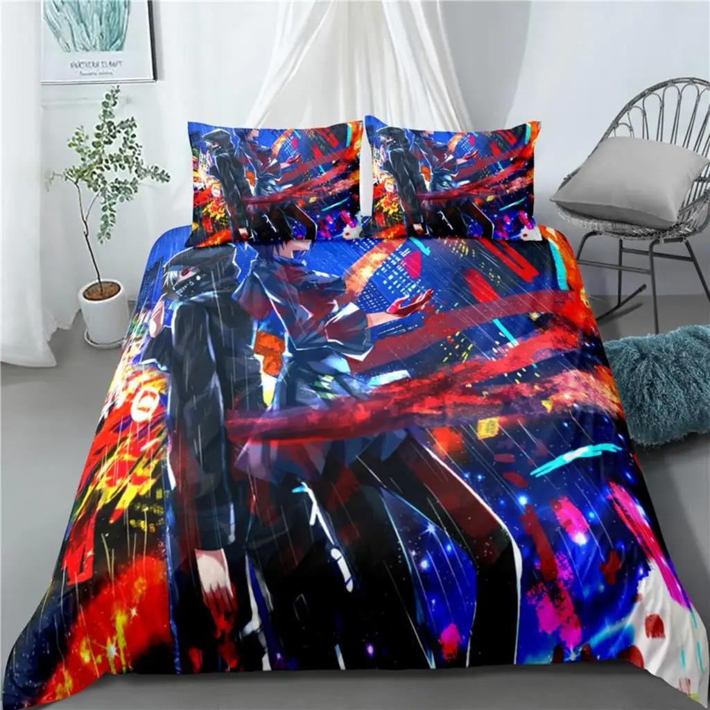 Tokyo Ghoul Anime 3D Printed Bedding Set Duvet Cover Pillowcases Comforter Soft Bed Linen for Fans