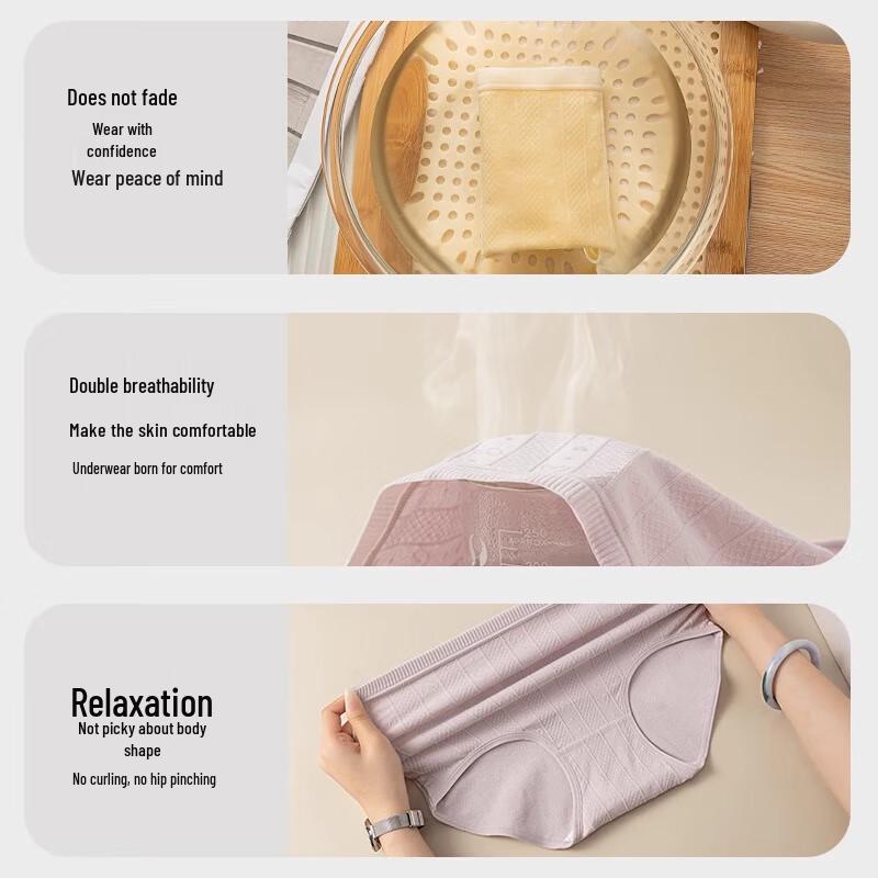 Boruirui Plus Size Women's High-Waist 7A Antibacterial Cotton Briefs 4-Pack