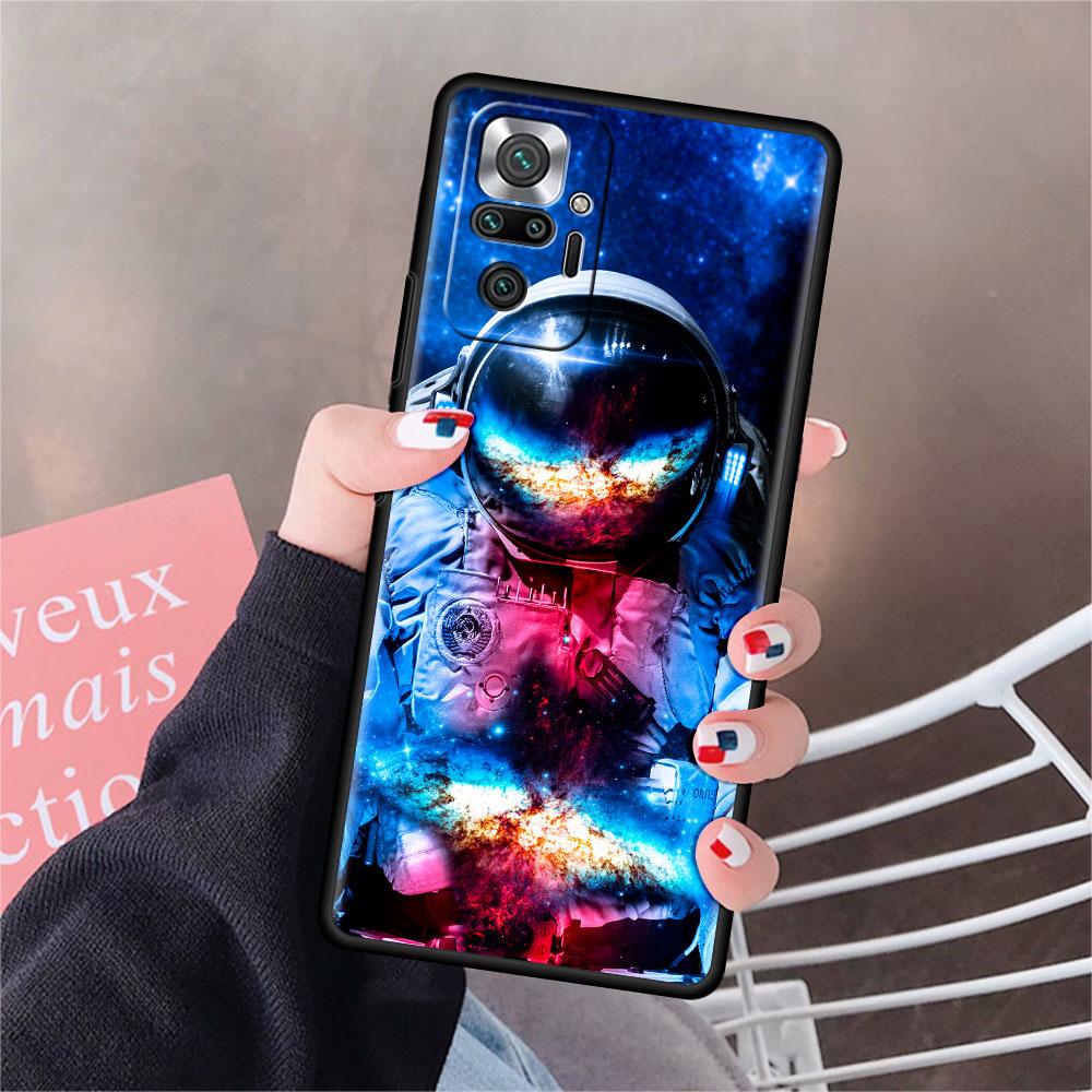 Hülle Für Xiaomi Redmi Note 10 9 11 Pro Weiche Handyhülle 10S 9S K40 8 9A 9C 9T 7 10C 8T Silikonhülle Cool Lonely Astronaut Capa