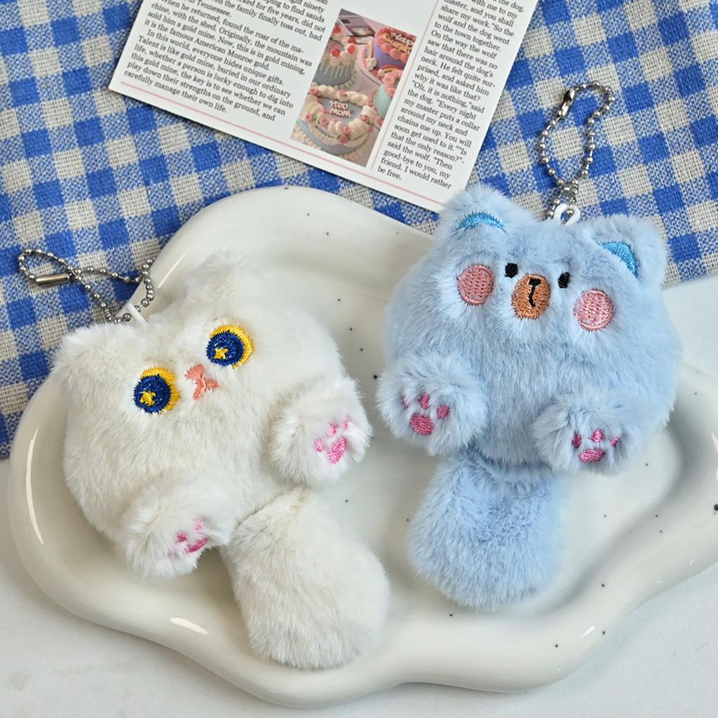 Plush Cat Keychain Cartoon Animal Pendant Keyring Fashionable Stuffed Doll Key Rings Jewelry for Backpacks and Phones