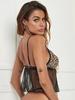 Women Lingerie Sexy Lace Leopard Camis Crop Top G-String Nightgown Set Porno See Through Underwear Erotic Clothing Sex Costume