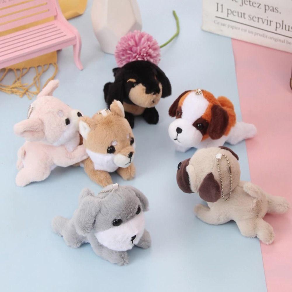 Stuffed Animal Puppy Plush Keychain Bag Charm Dog Plush Doll Jewelry Gift Dog Pendant  Car Keyrings