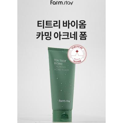 Farm Stay Tea Tree Biome Calming Acne Foam Cleanser 180ml – Low-Acidity Foaming Cleanser for Oily & Acne-Prone Skin