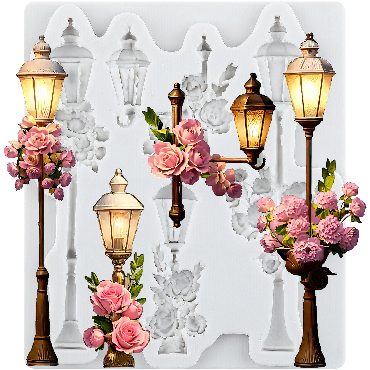 

Vintage Street Lamp Silicone Molds Street Light Fondant Mold Cake Decorating Tools Cupcake Topper Chocolate Candy Craft Gum Paste Polymer Clay серый