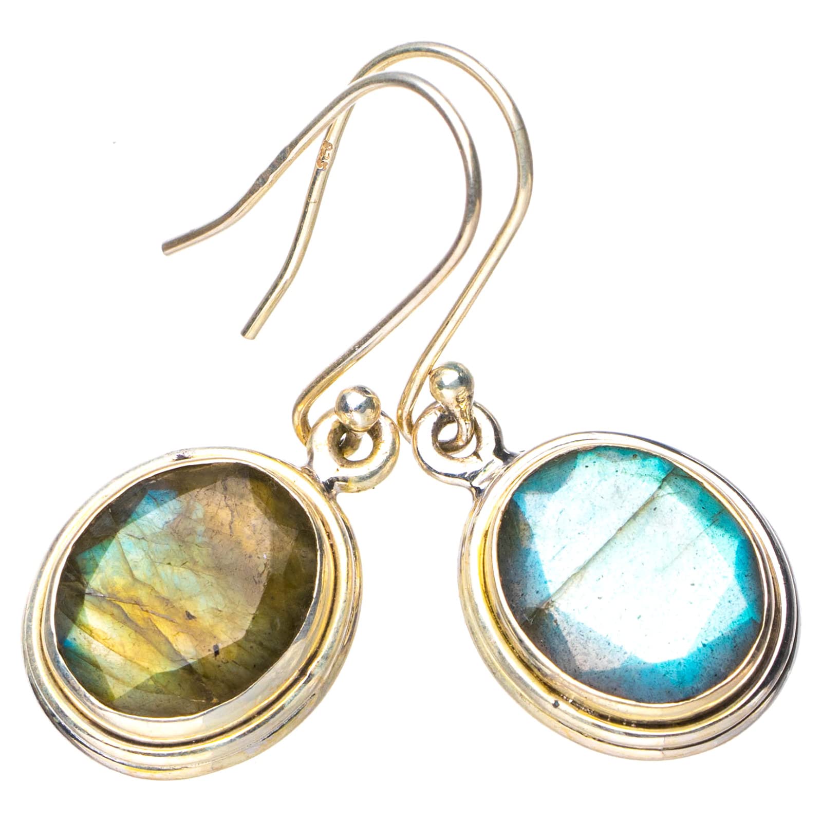 

StarGems® Natural Blue Fire Labradorite Handmade 925 Sterling Silver Earrings 1.5 E5665