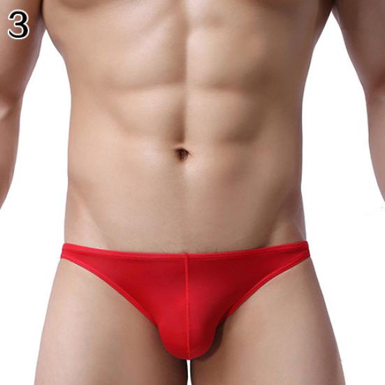 SOUTONG Men Ultrathin Low Rise Ice Silk Briefs Underwear Bulge Pouch Underpants