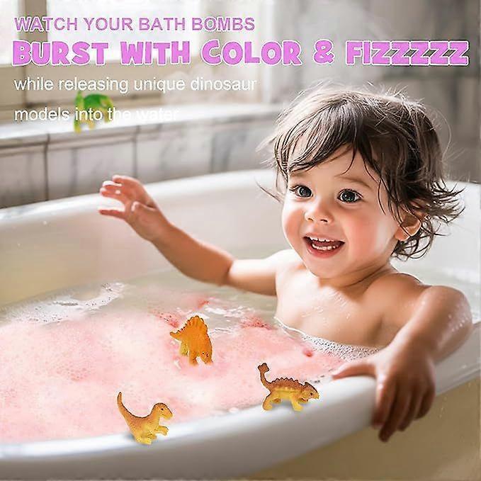 6pcs Dinosaur Bath Bombs for Children, Bath Bombs with Surprise, Natural Bath Bombs Bath Bombs Foam Bath for Boys and Girls Bath Bombs Christmas Child