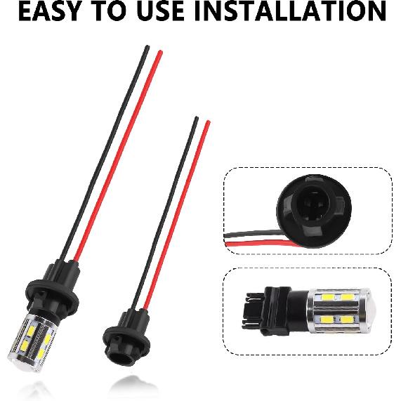 Carleef 6PCS 194 Bulb Socket with Extension Wiring Harness,T10 Socket for 158 161 168 175 W5W 194 Bulb,Universal Tail Light Socket Car Accessories