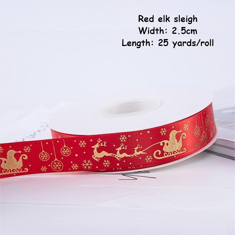 1/4 Inch Christmas Ribbon for Crafts Holiday Grosgrain Ribbon Christmas Ribbon for Gift Wrapping Festival Party Decoration