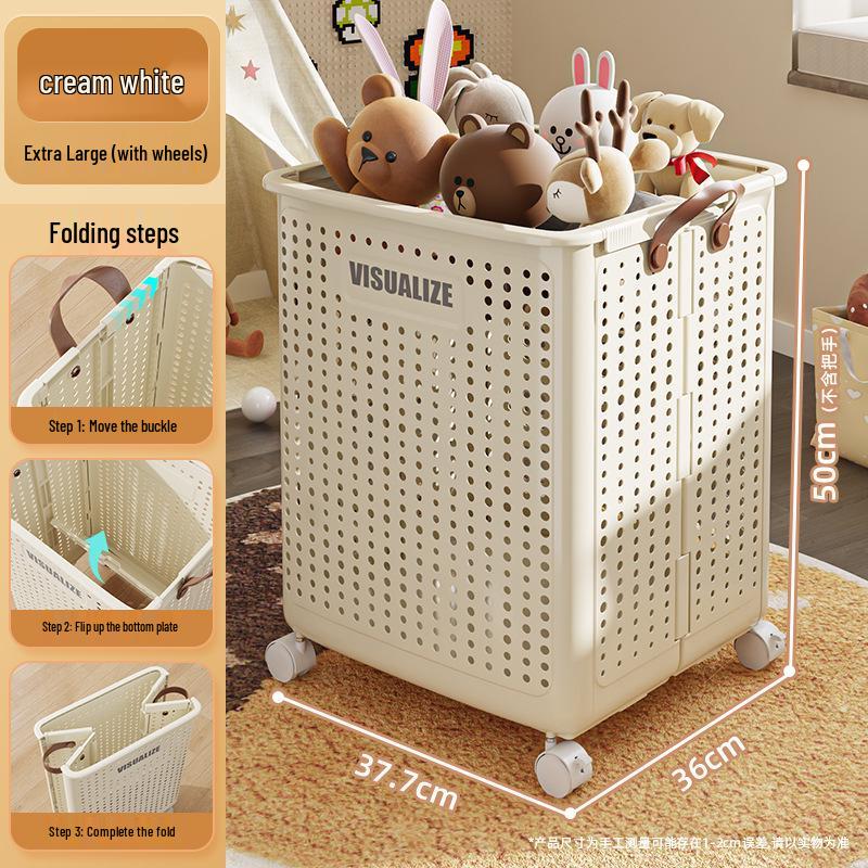 Foldable Large-Capacity Laundry Hamper with Wheels for Bathroom/Toilet