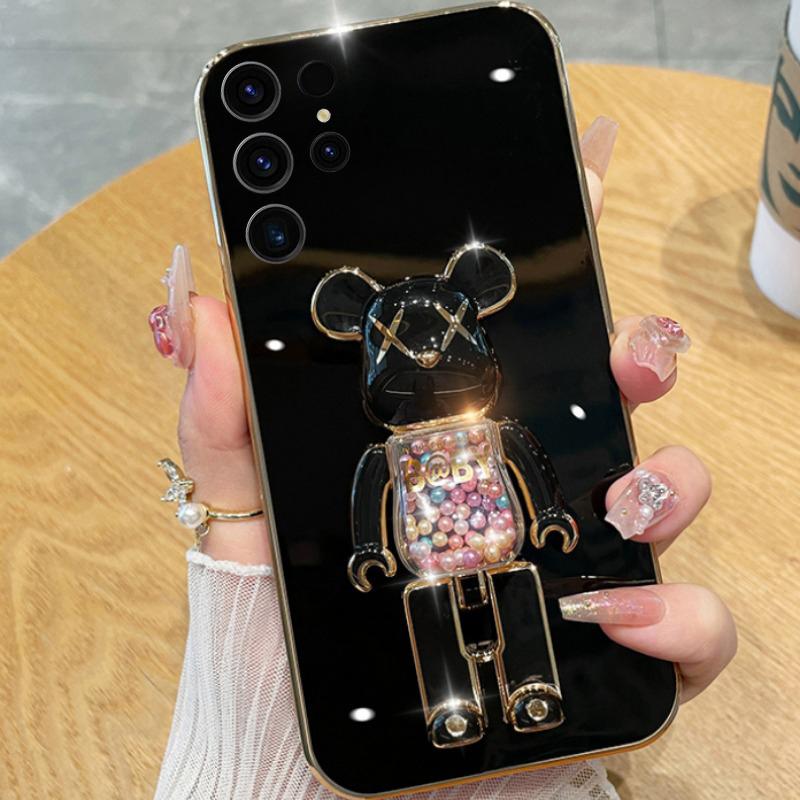 For Galaxy S26 Ultra Plus Case Soft Electroplated Quicksand Hourglass Pellet KWAS Bear silicone shockproof Protector Smooth