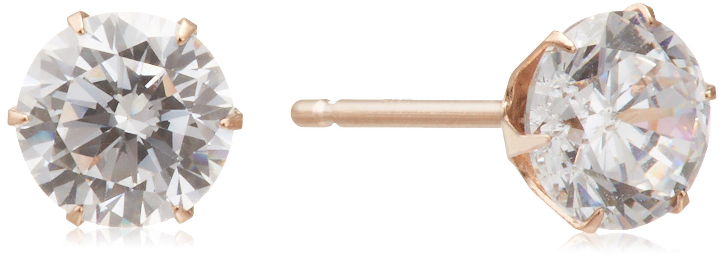 

[Official] ESTELLE Women s Earrings, 18K Pink Gold with Cubic Zirconia (L), 0231-3436-0017-0000